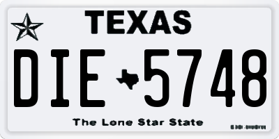 TX license plate DIE5748