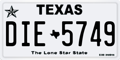 TX license plate DIE5749