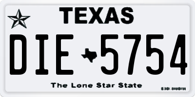 TX license plate DIE5754
