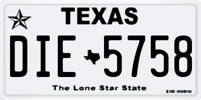 TX license plate DIE5758