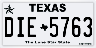 TX license plate DIE5763