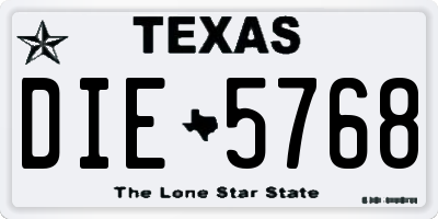 TX license plate DIE5768