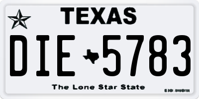 TX license plate DIE5783