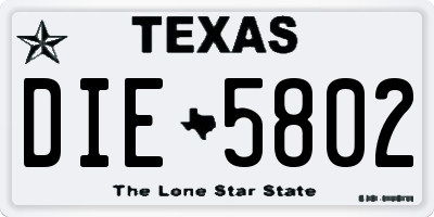 TX license plate DIE5802