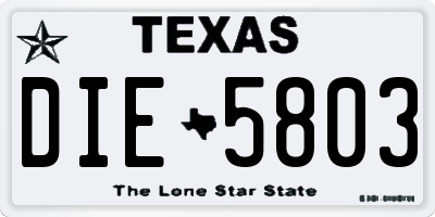 TX license plate DIE5803
