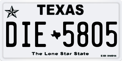 TX license plate DIE5805
