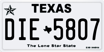 TX license plate DIE5807
