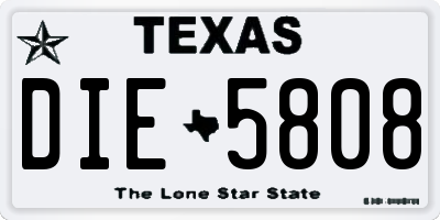 TX license plate DIE5808