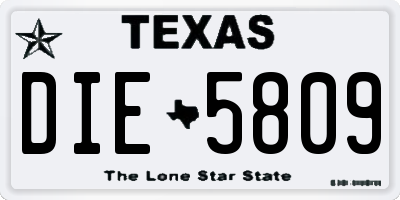 TX license plate DIE5809