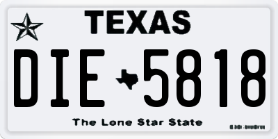 TX license plate DIE5818