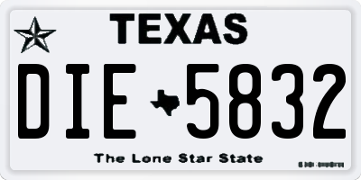 TX license plate DIE5832