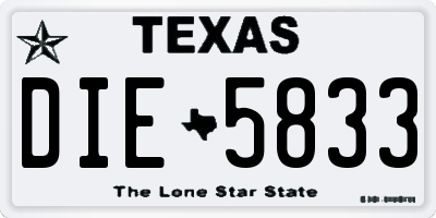 TX license plate DIE5833