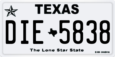 TX license plate DIE5838