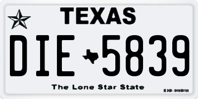 TX license plate DIE5839