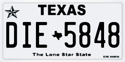 TX license plate DIE5848