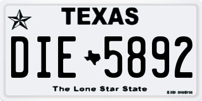 TX license plate DIE5892