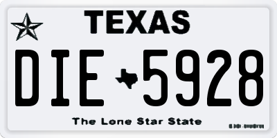 TX license plate DIE5928