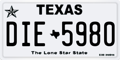 TX license plate DIE5980