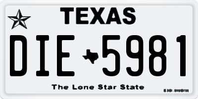 TX license plate DIE5981