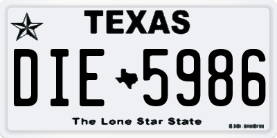TX license plate DIE5986