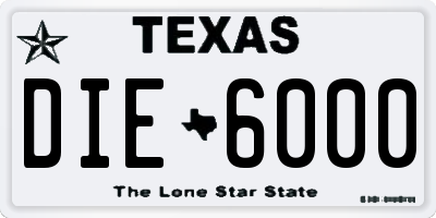TX license plate DIE6000