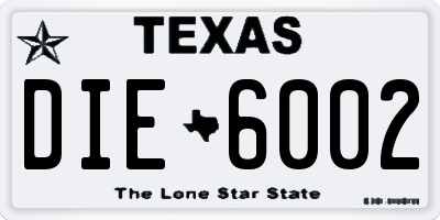 TX license plate DIE6002