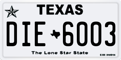 TX license plate DIE6003