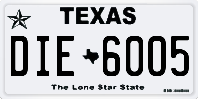TX license plate DIE6005