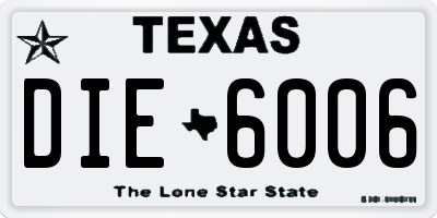 TX license plate DIE6006