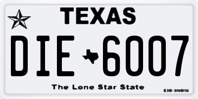 TX license plate DIE6007
