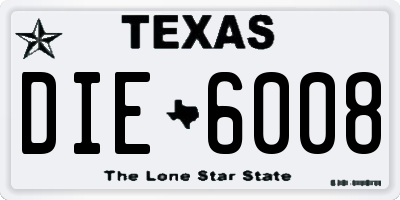 TX license plate DIE6008