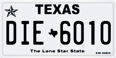 TX license plate DIE6010