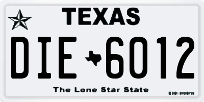 TX license plate DIE6012