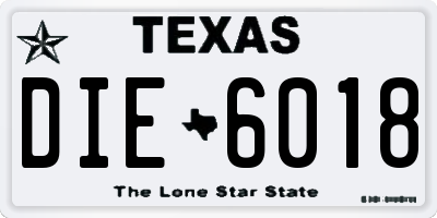 TX license plate DIE6018