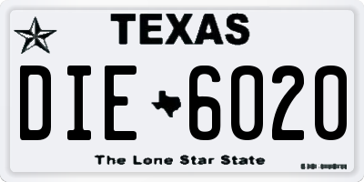 TX license plate DIE6020