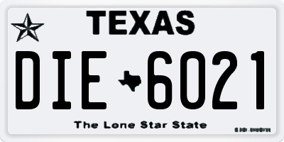 TX license plate DIE6021