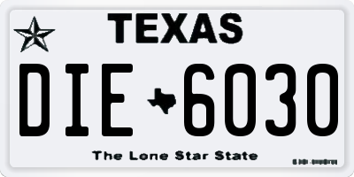 TX license plate DIE6030