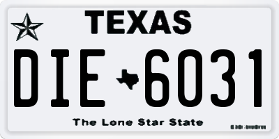 TX license plate DIE6031