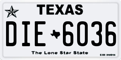 TX license plate DIE6036