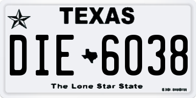 TX license plate DIE6038