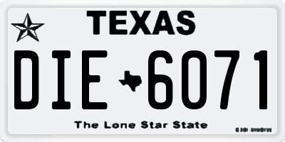 TX license plate DIE6071