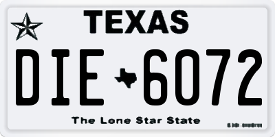 TX license plate DIE6072