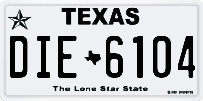TX license plate DIE6104