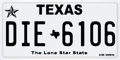 TX license plate DIE6106