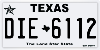 TX license plate DIE6112