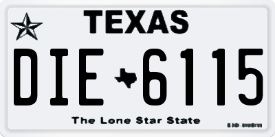 TX license plate DIE6115