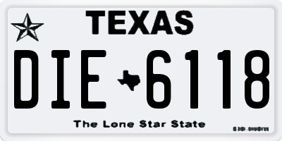 TX license plate DIE6118