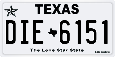 TX license plate DIE6151