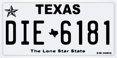 TX license plate DIE6181