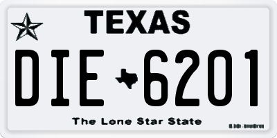 TX license plate DIE6201